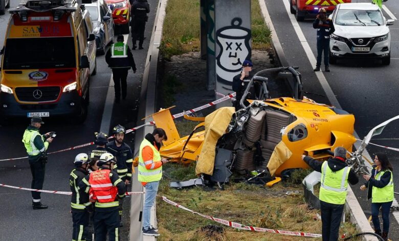 سقوط مروحية على الطريق السريع بالعاصمة مدريد